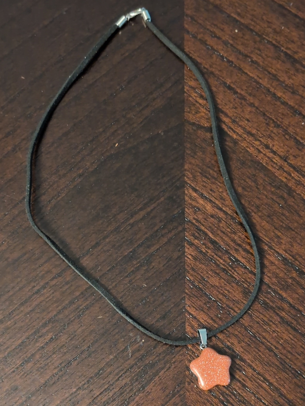 Gold Sandstone Star Pendant With Black Cord